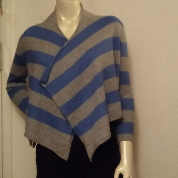 Vs Pink Blue Stripe Crop Cardigan Sweater - Picture 3 of 11